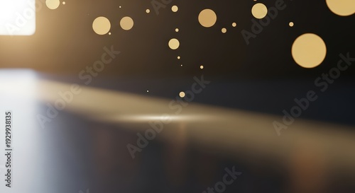 Golden Bokeh Light Abstract Background with Elegant Dark Gradient