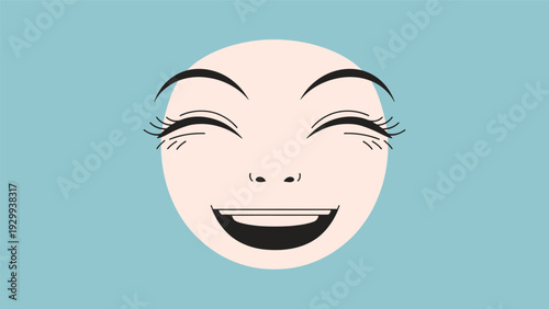 Cartoon Face with Happy Expression.