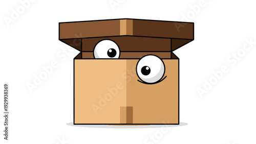 Cartoon Cardboard Box with Eyes.