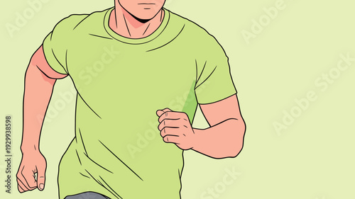A man is running in a bright shirt as part of his daily exercise routine in a plain setting.