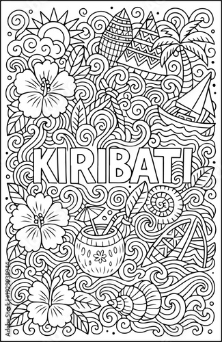 Kiribati hand drawn vector illustration doodle art line art coloring page for kids