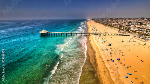 Stunning Aerial View of Manhattan Beach Pier and California Coastline