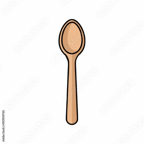 Simple wooden spoon with a smooth finish and clean lines isolated on a white background