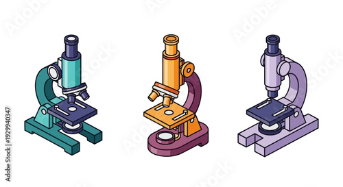 Colorful Microscope Illustrations for Science Education.