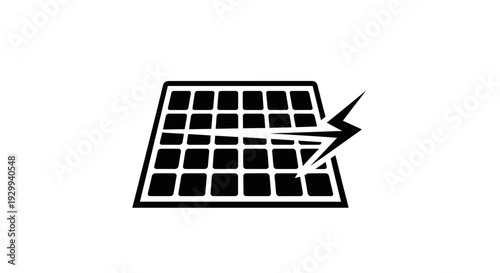 Simple black and white solar panel icon with lightning bolt.
