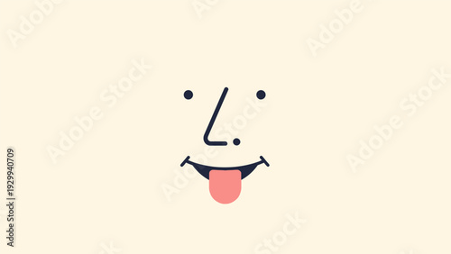 Cartoon Face with Tongue Out Illustration.