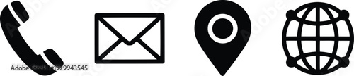 Icons representing communication methods and global connectivity. Vector