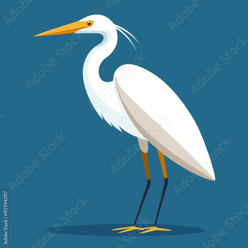 Une grande aigrette blanche dans les marécages du delta du Danube