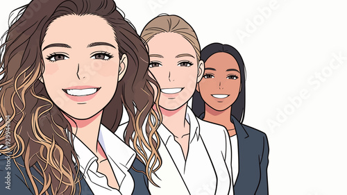 Three women stand close together, displaying smiles and expressions of happiness while enjoying each other's company in a friendly atmosphere.