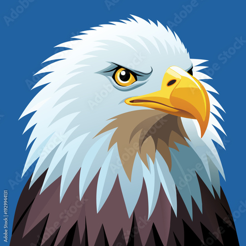 Pygargue à tête blanche nord-américain volant dans le ciel. Icône d’oiseau