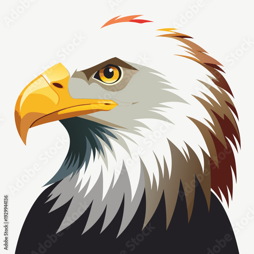 Pygargue à tête blanche nord-américain volant dans le ciel. Icône d’oiseau