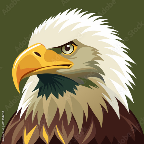 Pygargue à tête blanche nord-américain volant dans le ciel. Icône d’oiseau