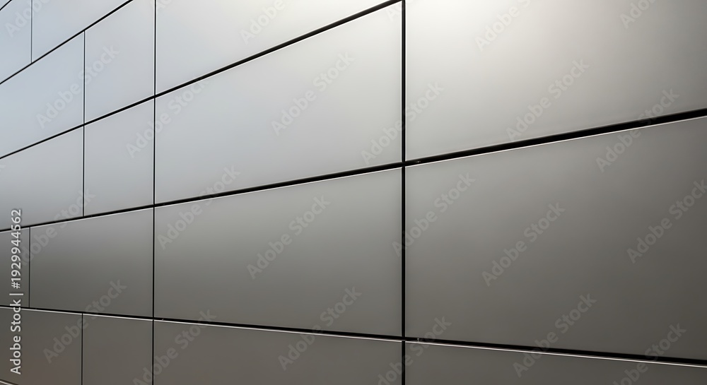 Obraz premium A modern wall with sleek, horizontal metal panels and diagonal cuts.