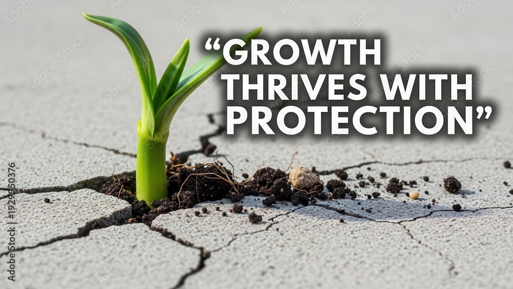 custom made wallpaper toronto digitalYoung plant sprouting through cracked concrete pavement