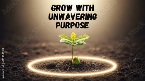 Wallpaper Mural Young Plant Sprouting with Glowing Circle Torontodigital.ca