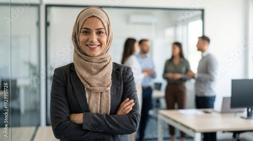Confident Businesswoman in Hijab at Modern 