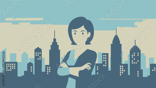 Confident Businesswoman Standing with Arms Crossed.