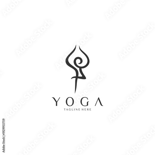 Yoga Logo: Elegant Silhouette of Person in Tree Pose