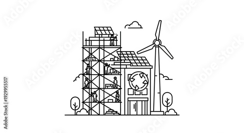 Wind turbine on a building rooftop.