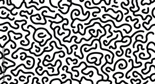 Abstract doodle art with intricate black lines and swirling patterns