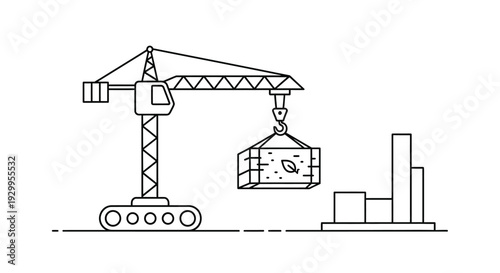 Industrial crane lifting heavy container.