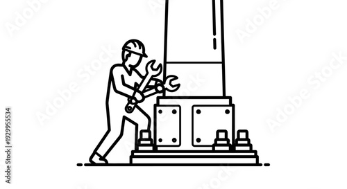 Man working with large wrench tool.