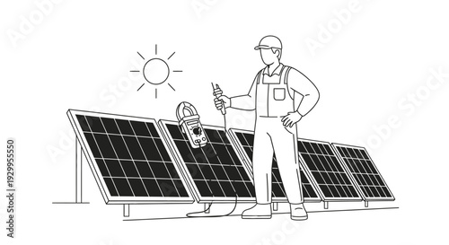Man installing solar panels outdoors.