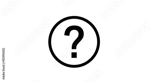 Question mark symbol in a circle on a white background.
