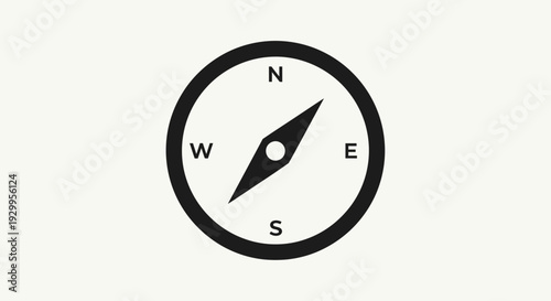 Simple Black and White Compass Icon for Navigation and Direction.