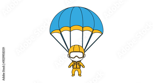 Parachuting man illustration, vector style graphic, for adventure and extreme sports.