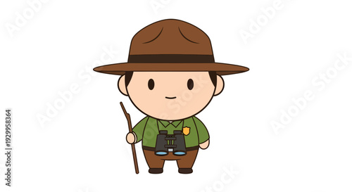 Park Ranger Vector Illustration, Cartoon Style, Outdoor Adventure, Nature, Conservation