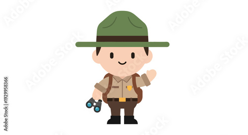 Park Ranger Vector Illustration, Flat Design for Nature and Outdoor Activities.
