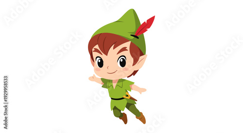Peter Pan Vector Illustration, Cartoon Style Graphic for Children's Book, Design