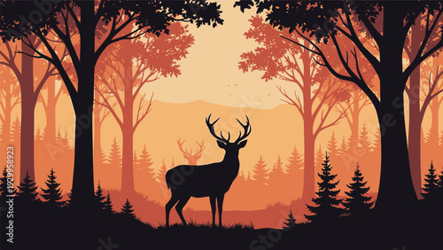 Majestic Deer Standing in Forest Clearing.