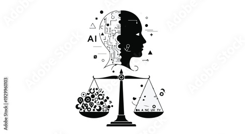 AI technology balance data concept illustration