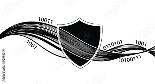 Cyber security shield with binary code protection