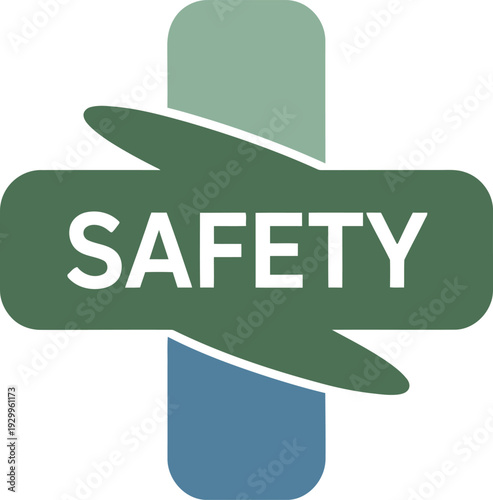Safety sign with green and blue colors on isolated for caution and protection