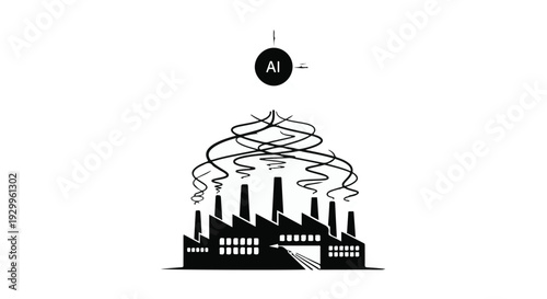 Industrial cityscape with smokestack air pollution