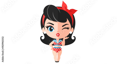 Pin-up Girl Vector Illustration, Retro Style Graphic, for Fashion, Beauty, and Vintage Design