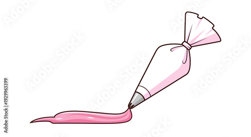 Pink Icing Bag Image, Vector Illustration, Confectionery Design, Baking Concept