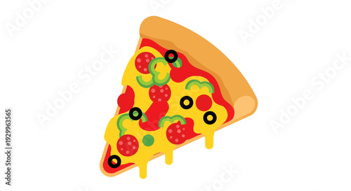 Pizza slice image, illustration, vector style graphic, food concept, culinary design