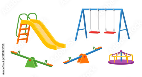 Playground equipment image, vector illustration, flat design, for kids, outdoor fun