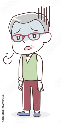 ひどい倦怠感・疲労感のあるシニア男性（慢性疲労・体調不良・やる気のなさ）