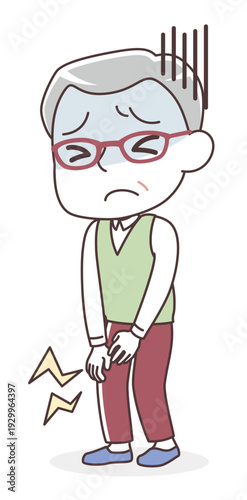 膝の痛みに苦しむシニア男性（関節痛・運動不足・リハビリ）