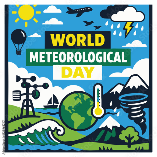 World Meteorological Day Flyer – Climate, Weather Science and Environmental Awareness Event