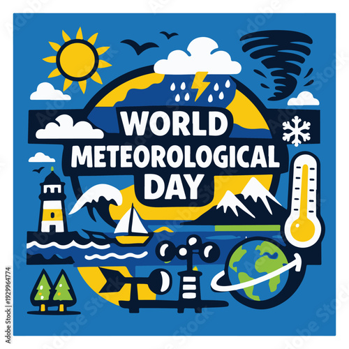 World Meteorological Day Flyer – Climate, Weather Science and Environmental Awareness Event