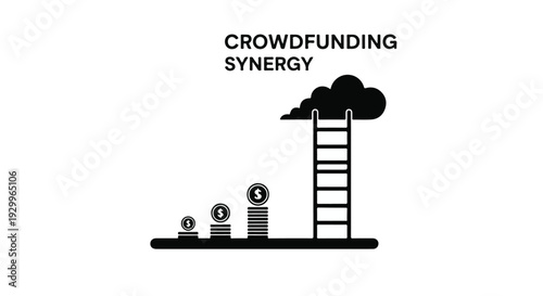 Crowdfunding synergy concept with growing investment
