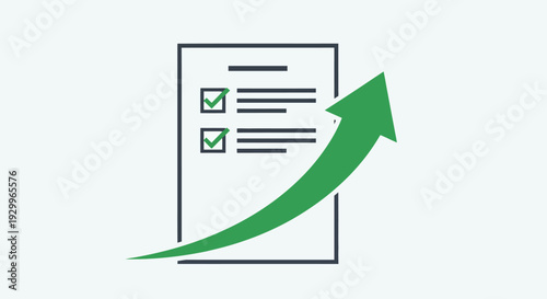 Checklist with upward arrow signifying progress and success in business or personal development goals