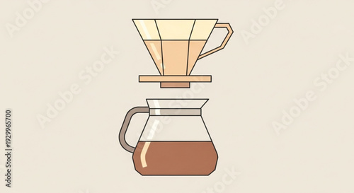Pour over coffee maker with glass carafe on table drip brewing process morning coffee routine hot beverage caffeine