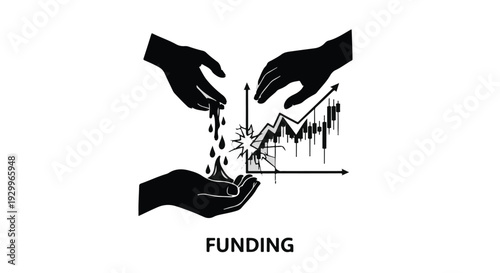 Hands exchanging money and growth graph for funding and investment concept